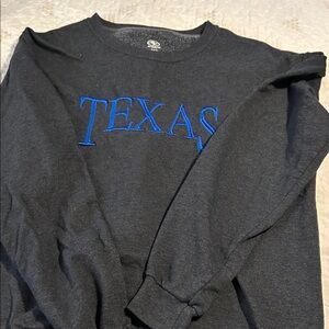 Gray Long Sleeve Shirt with Blue Texas Embroidery